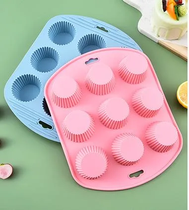 9 Cups Silicone Non-Stick Cupcake Pan and Muffin Pan with Ears