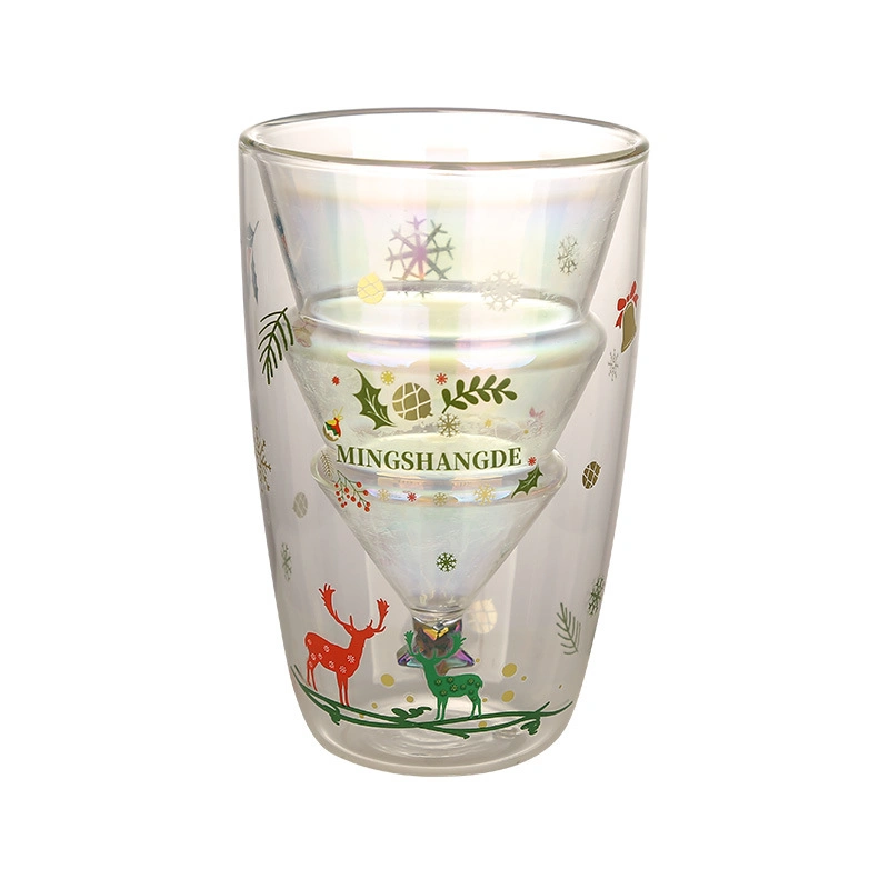 Verre Double Heat-Resistant ménage CUPS CUPS CUPS créatrice de valeur élevée de l'eau les cuvettes de Noël