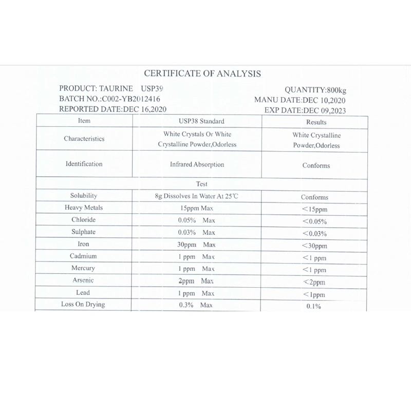 Feed Grade Powder Taurine CAS No. 107-35-7