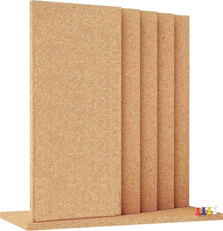 Square Bulletin with 100 Promotional 5-Piece Self-Adhesive Cork Board