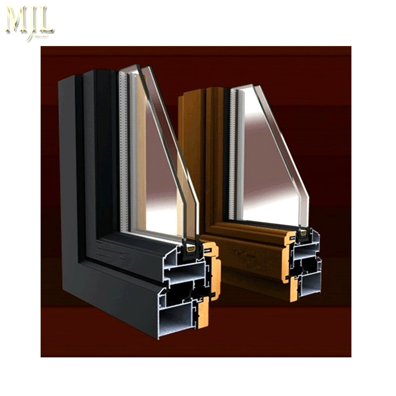 Modern Designs Tempered Glazed Double Casement Wooden Cladding Aluminum Window