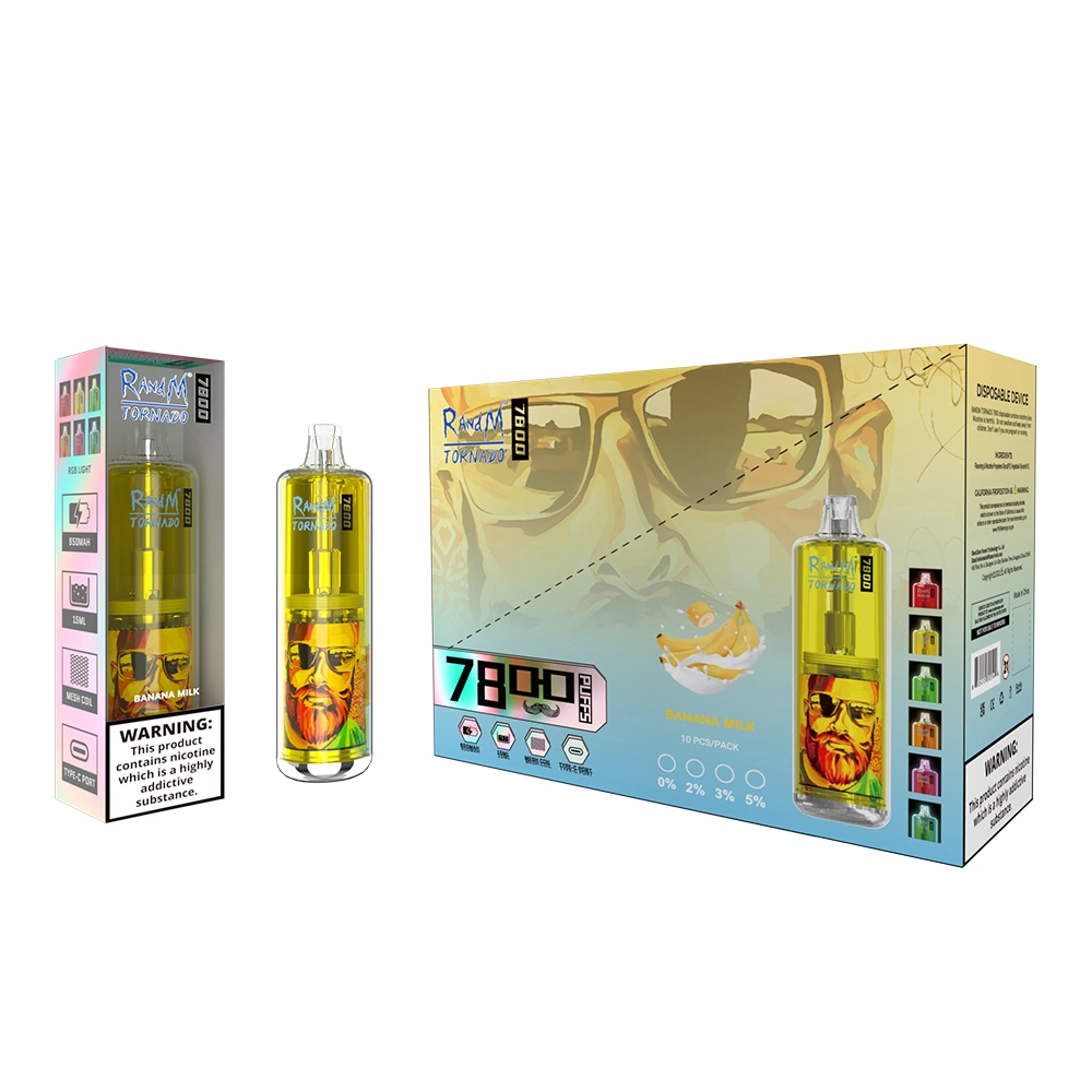 Auténtico Randm Tornado 7800 inhalaciones de Vape desechables Pen E cigarrillo con el control de flujo de aire de la bobina de malla de 850mAh Batería Recargable 15 ml