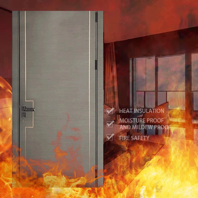 Exterior Interior Solid Wood Steel Wood Security Emergency Exit Entry Fireproof Fire Resistant PVC Laminated Fire Anti-Fire Steel & Wooden Entrance Door