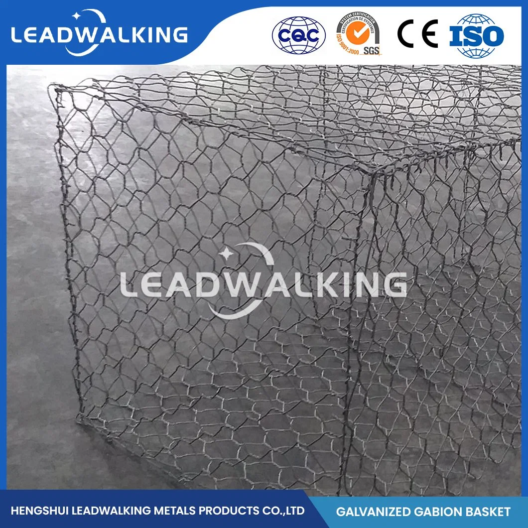 Leadwalking 100X150mm Mesh Metal Hexagonal Gabion Stone Cage Factory Civil Engineering Galvanized Wovean Gabion China Woven Galvanized Hexagonal Gabion