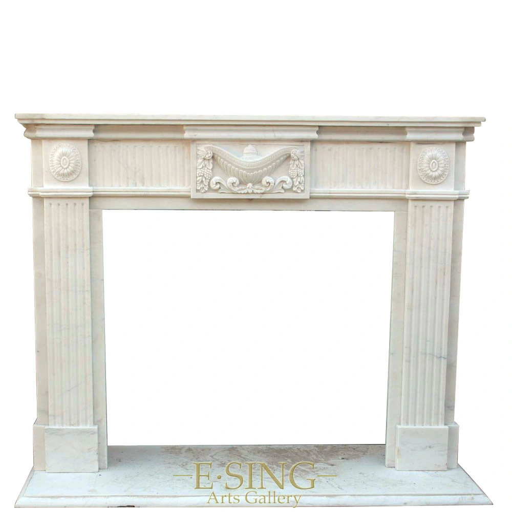 Modern Design Fireplace with Decorative Flame Electric White Fireplace Mantel Surround Indoor