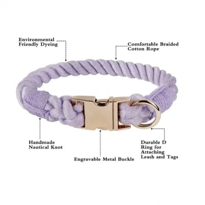 Braided Dog Rope Collar Customized Soft Cotton Leash Set Metal Buckle