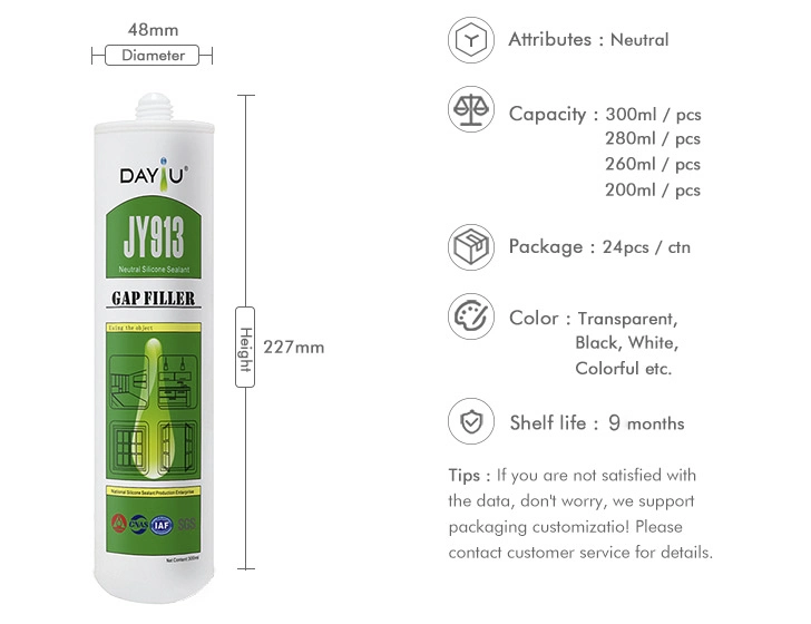 Neutral Curing Construction Aluminum Silicone Waterproofing Glazing RTV Caulking Window Seal Coating Adhesive