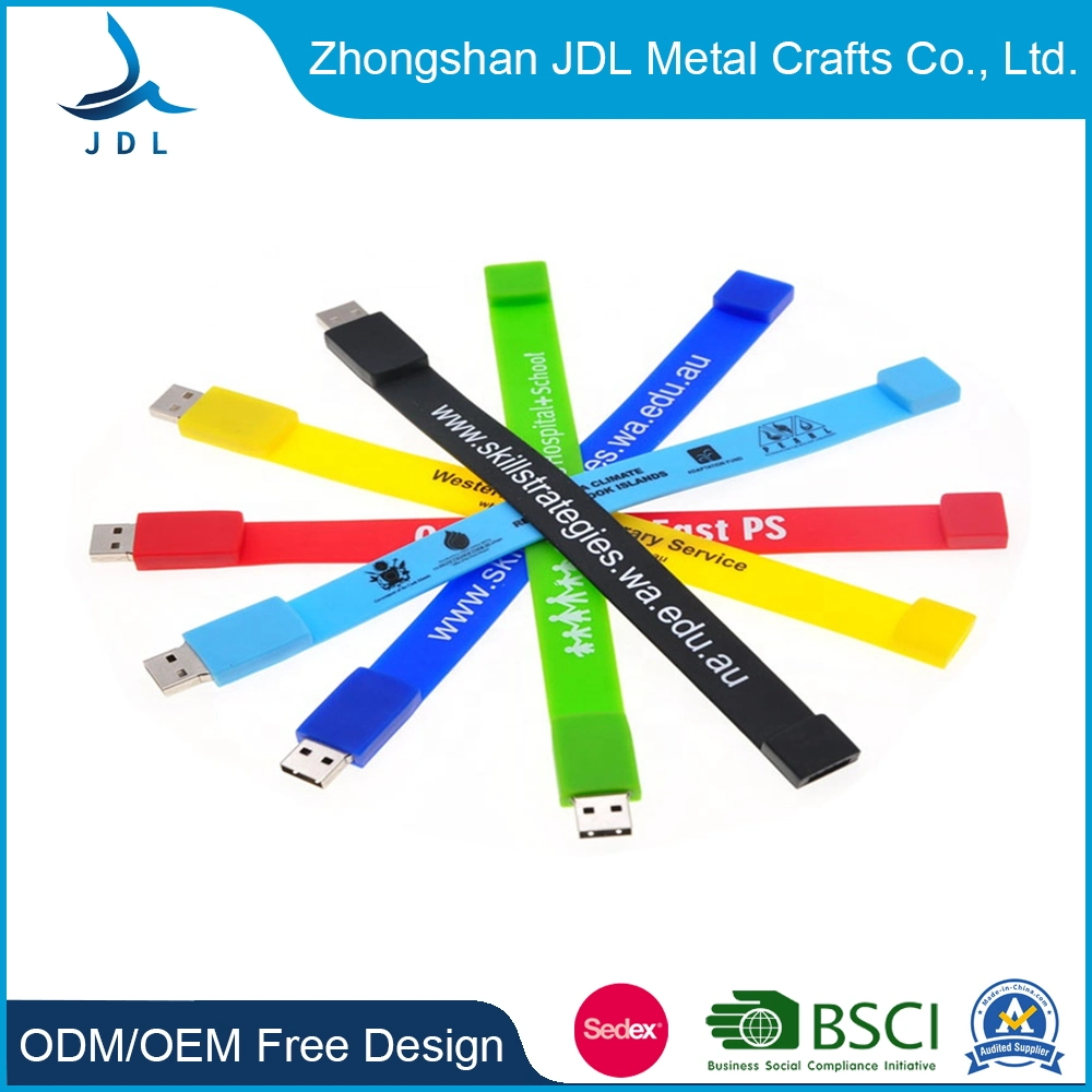 Factory Cheap Price Offset Printed Free Sample Energy Glow Event Rubber Silicone Bangle for Gifts USB Flash Drive Bracelet