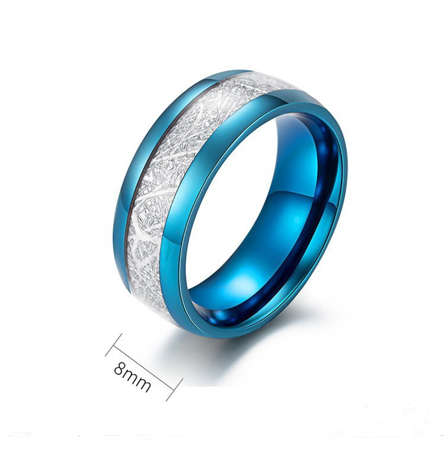 Jewelry Ice Silk Foil Men's Ring IP Blue Fashion Ring Titanium Steel Ring Accessories Factory Wholesale/Supplier SSR2274b2