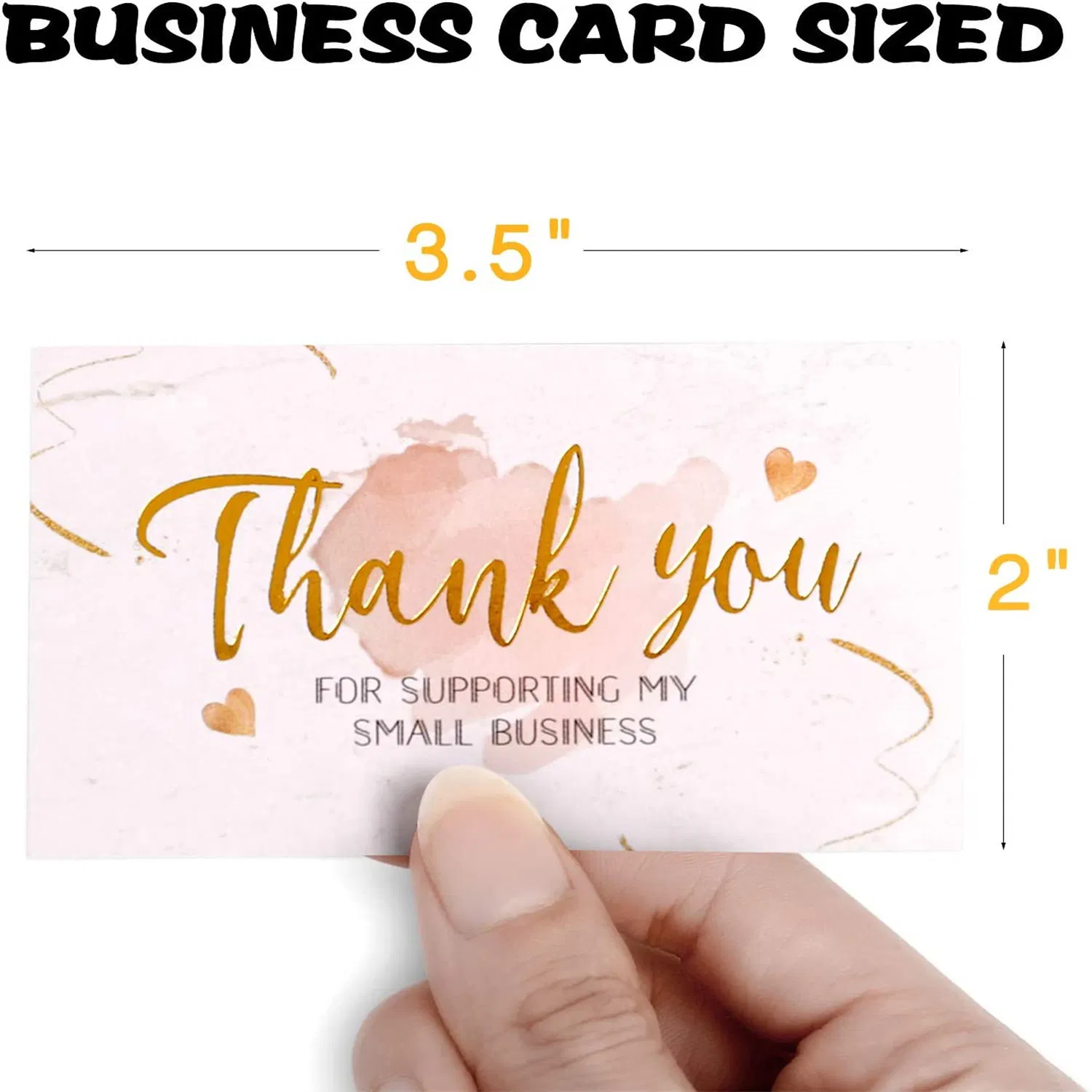 Custom Eco-Friendly Black & Gold Foil Thank You Cards with Envelopes Business Greeting Card