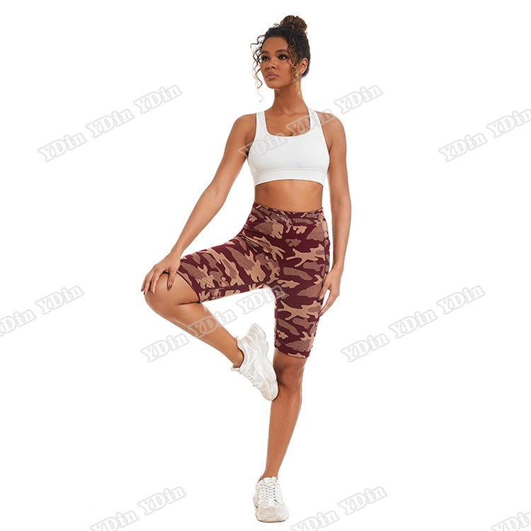 OEM High Waist Fitness Sports Wear Pocket Women Running Yoga Wear Shorts