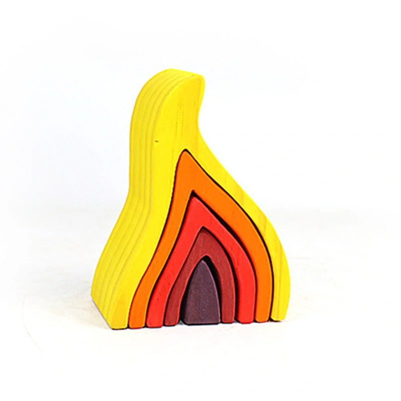 Arco-íris de madeira empilhando Montessori Toys