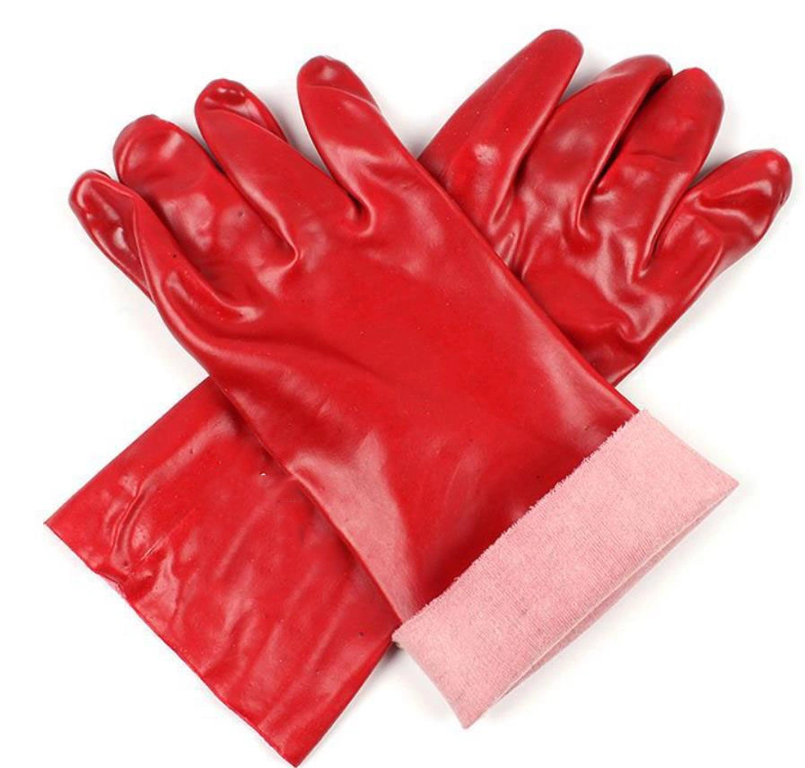 Red Long Sleeve PVC Full Dipped Industry Work Safety Gloves