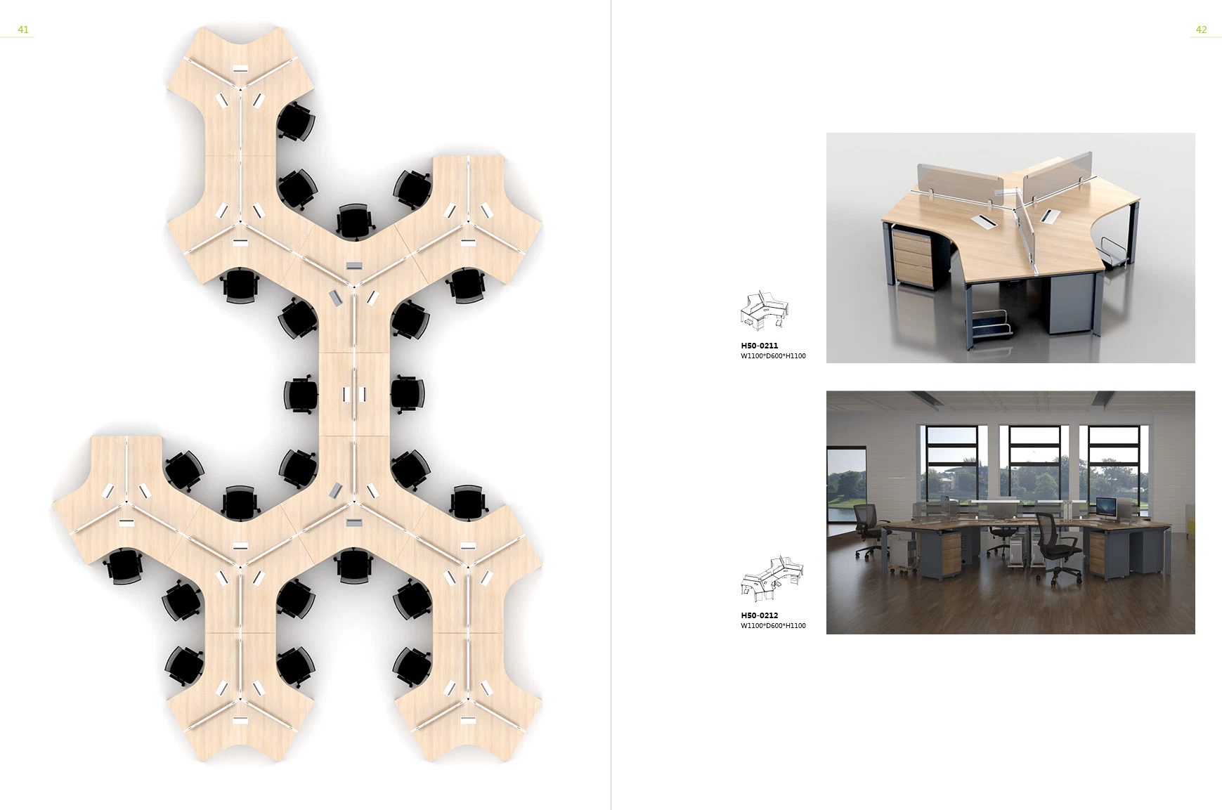 Diseño Diseño espacio Abierto Estación de trabajo de oficina de 3 plazas (HY- 29854-1)