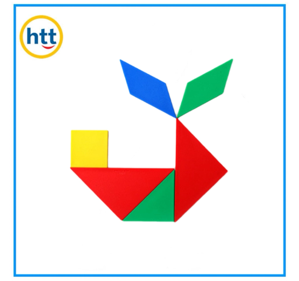 Venta caliente de plástico de colores Tangram Puzzle 7 Piezas de juguetes para niños