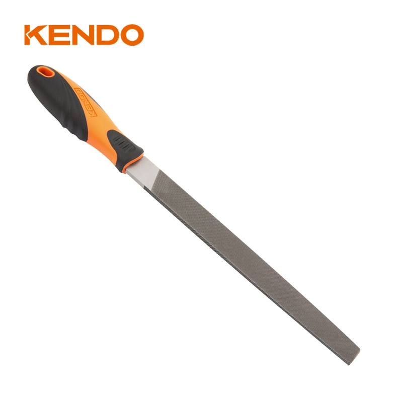 Kendo High quality/High cost performance  8 Inch Rubber Handle Slim Taper Hand Files Flat Half Round Steel File