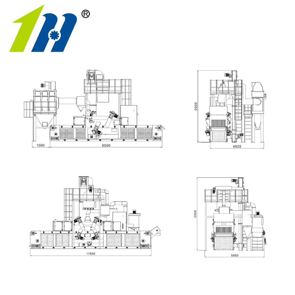 Mesh Belt Passing Shot Blasting Machine Aluminium Profile Cleaning Abrator