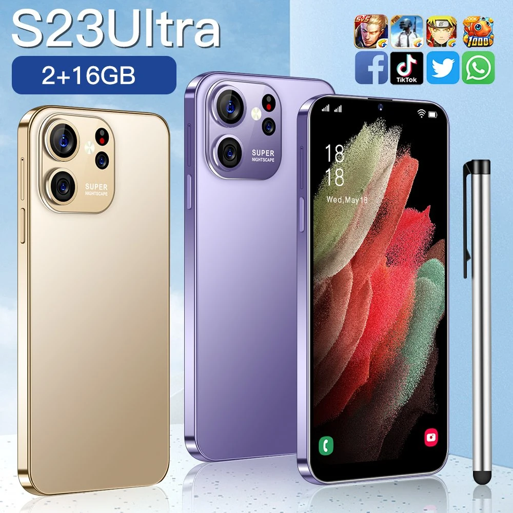 Téléphones Viqee téléphone mobile Android S23 Ultra (E6) -WD 6.3" 2+16GB ODM/OEM Smart Mobile Phone, prêt à l'emploi