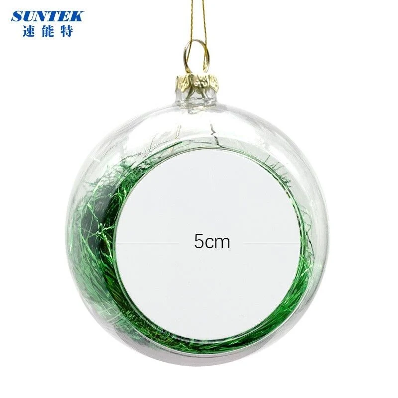 Prosub Sublimation Christmas Ball Personalized Custom Printing 8cm Plastic Clear 2D Christmas Ball Ornaments Sublimation Blank