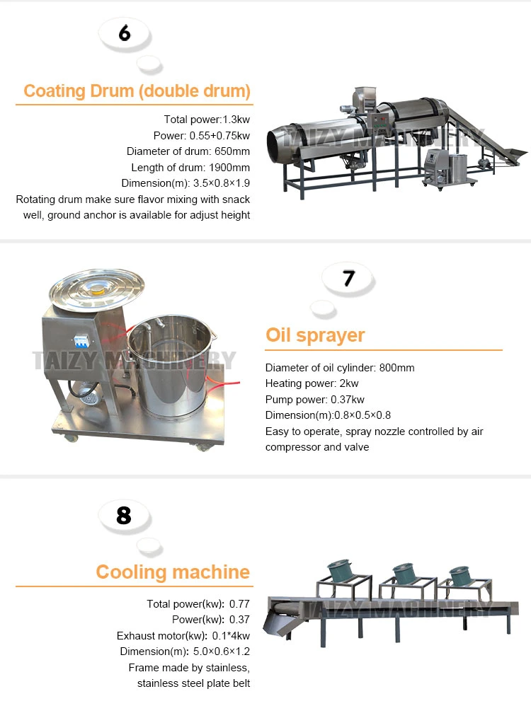 Bolitas de maíz el maíz de acero inoxidable de procesamiento de aperitivos Snack Resopló de línea de producción