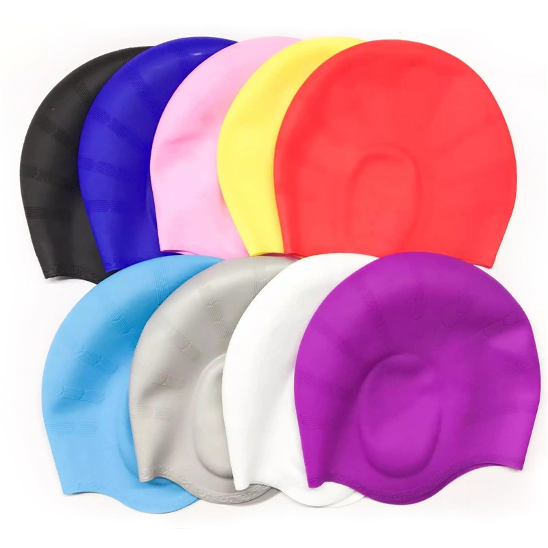 Custom Logo Durable Ear Protection Silicone Swimming Caps