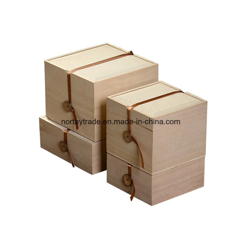 Caixa de oferta em madeira maciça caixa de armazenamento em madeira caixa de madeira para construção de embarcações Para caixa de chá de madeira com fita de seda