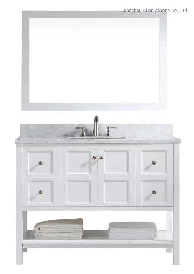 Bthroom Vanity Set Design with Natural Carrara White Marble Vanity Top and Ceramic Sink