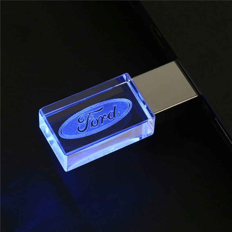 High quality/High cost performance  Custom 3D Logo Crystal USB Flash Drive USB Disk USB Drive USB Flash Disk with LED Light