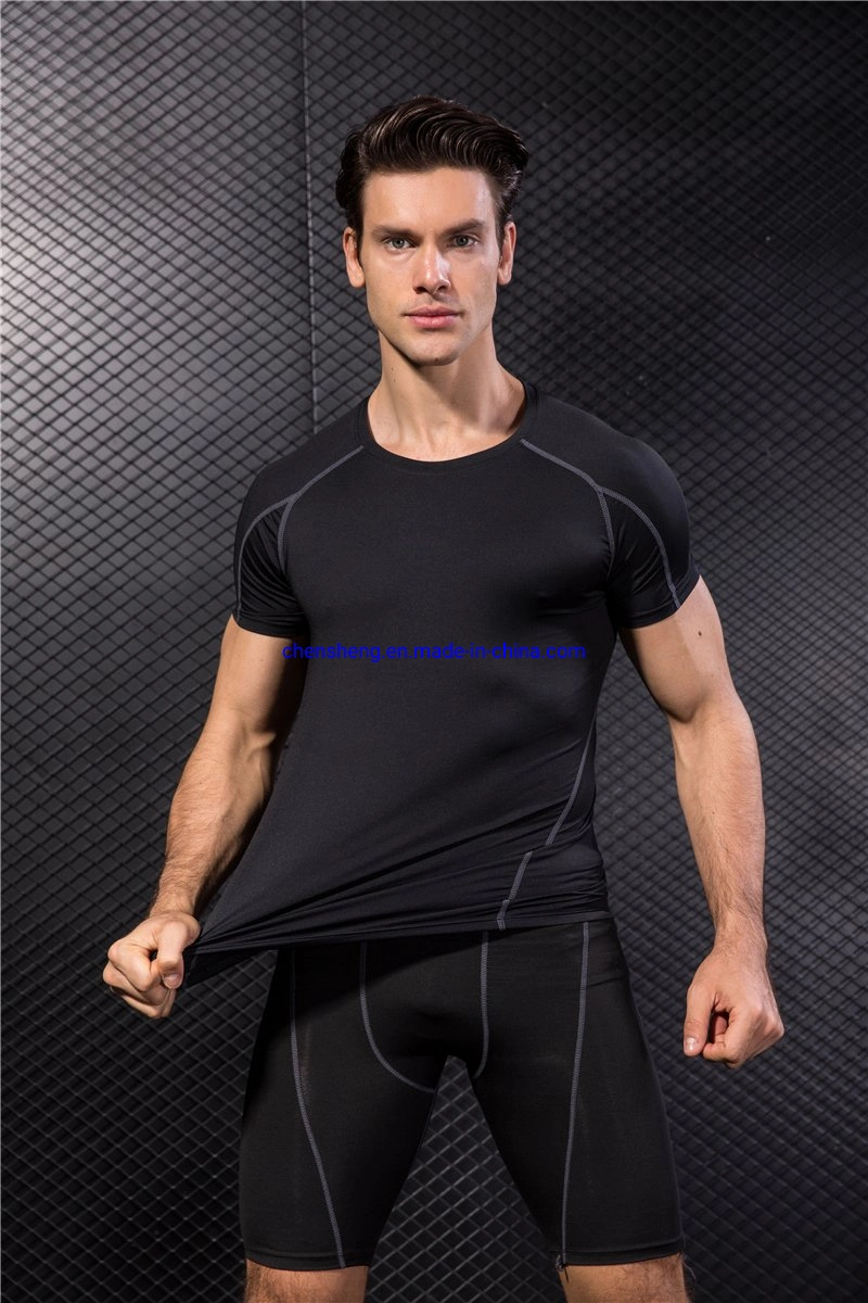 La formación del hombre camisetas hombre camisetas ropa deportiva gimnasio llevar ropa Short-Sleeve camisetas mallas de secado rápido para el hombre