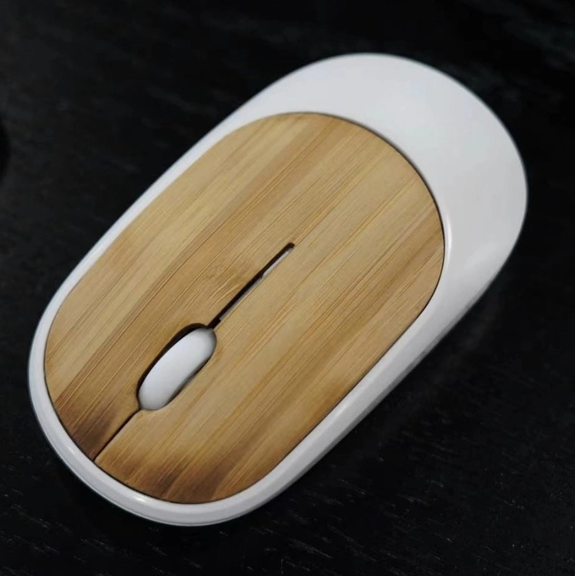 White Wireless Mouse in Bamboo and Recycled ABS