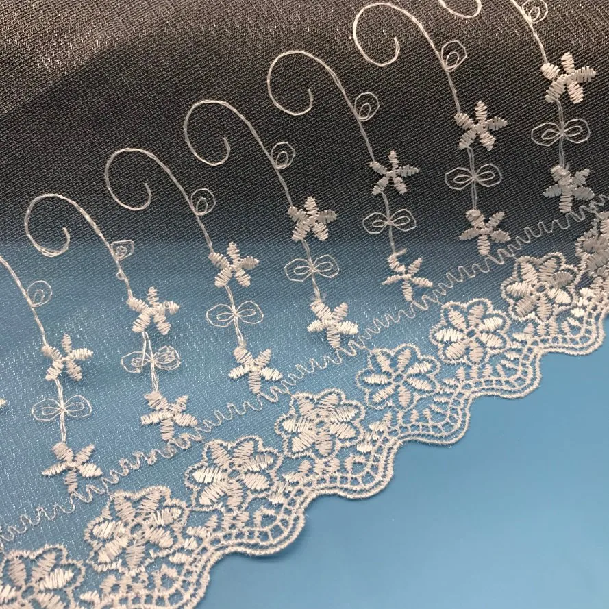 OEM Dyeing Africa Embroideried Trimming Swiss Material African Silver Fabric Textile Embroidery Lace