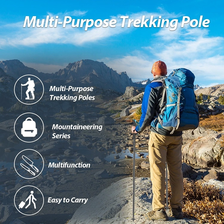 High quality/High cost performance  Multifunctional Trekking Poles Hiking Sticks Aluminum Walking Stick Trekking Pole