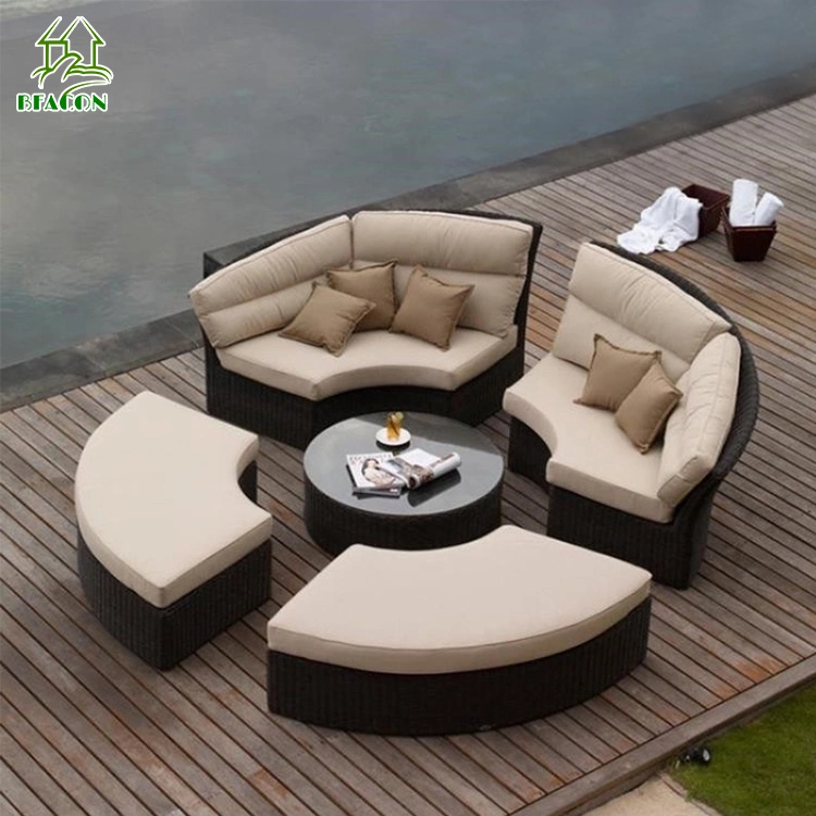 Garten Im Freien Große Terrasse Luxus-Möbel Weben Seil Runde Form Sofa-Set