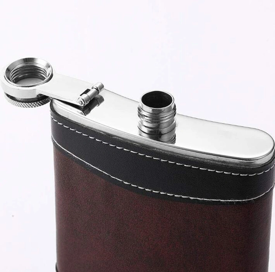 1 Pack 8 Oz Soft Touch Leather Wrap Hip Flask Para Liquor