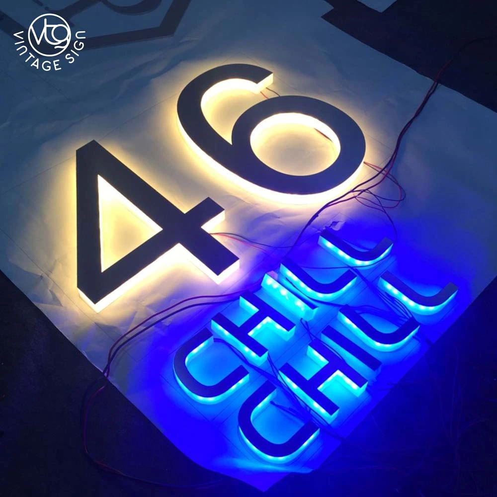 Оптовая китайская фабрика Мини-светящиеся слова Backlit Custom Made LED Знаки алфавита для знака деловой буквы завода нержавеющей стали с подсветкой Письмо для канала платы