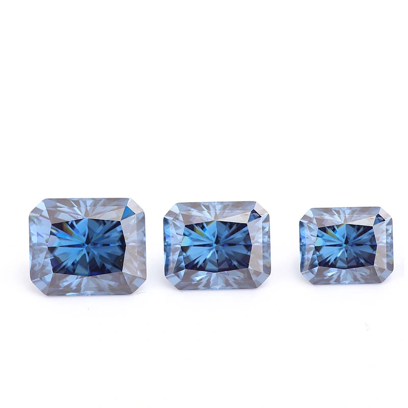 Prix de gros Moissanite 1TC-3CT Moissanite Radiant diamant bleu haute qualité pour la personnalisation de bijoux