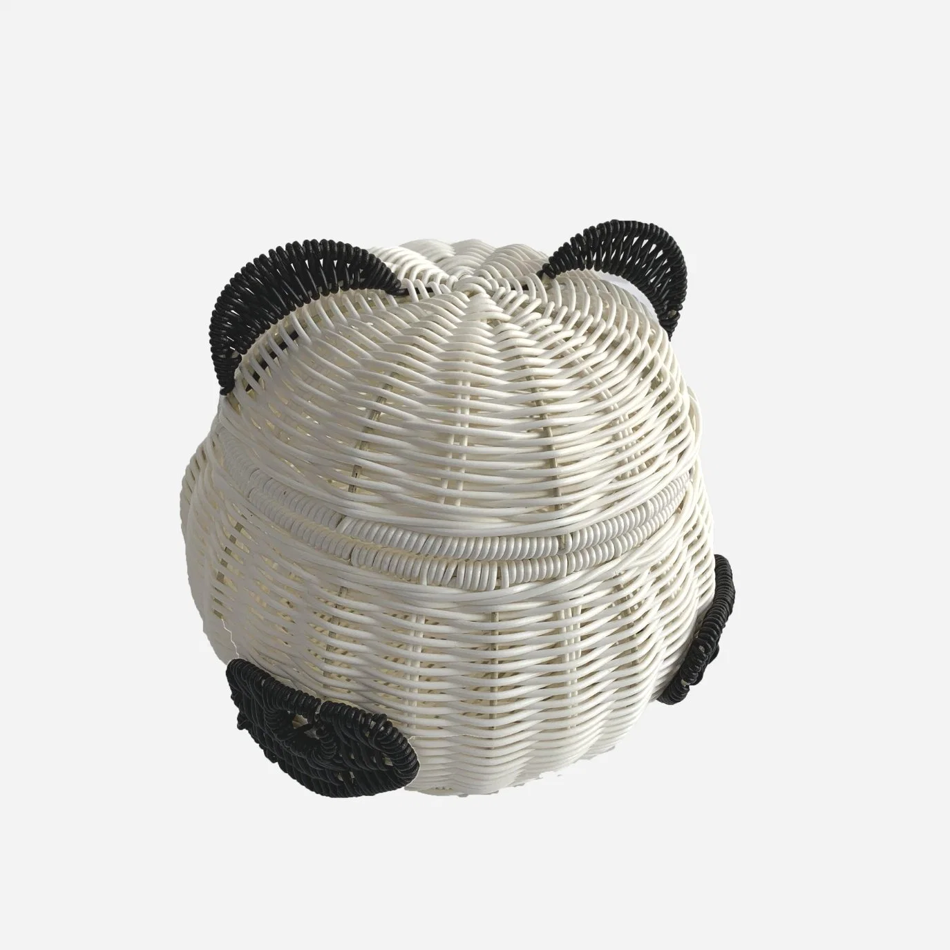 Handwoven Durable Animal Style Organizer Panda Shape Plastic Rattan Stocked Basket with Lid