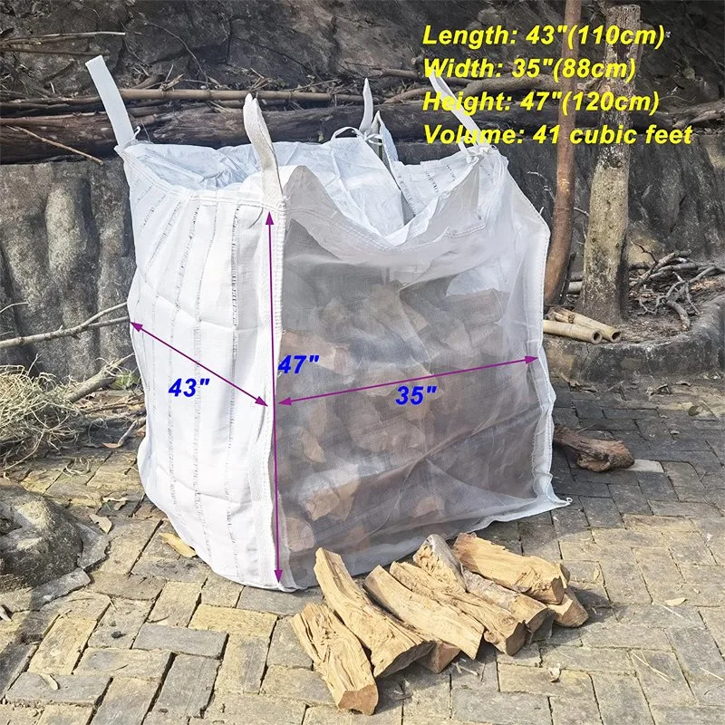 U-Type PP Woven Ventilated FIBC Bags Custom Firewood Mesh Packing Net Bag