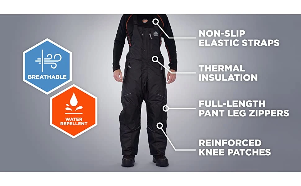 300d Ripstop Polyester Winter Insulated Bib Overalls Workwear Outerwear Thermal Insulation with Leg Zippers