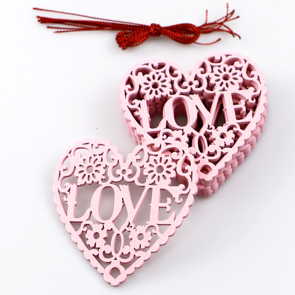 DIY Love Heart Shape Wooden Craft Hanging Ornament for Wedding Valentines Day Gifts DIY Decoration