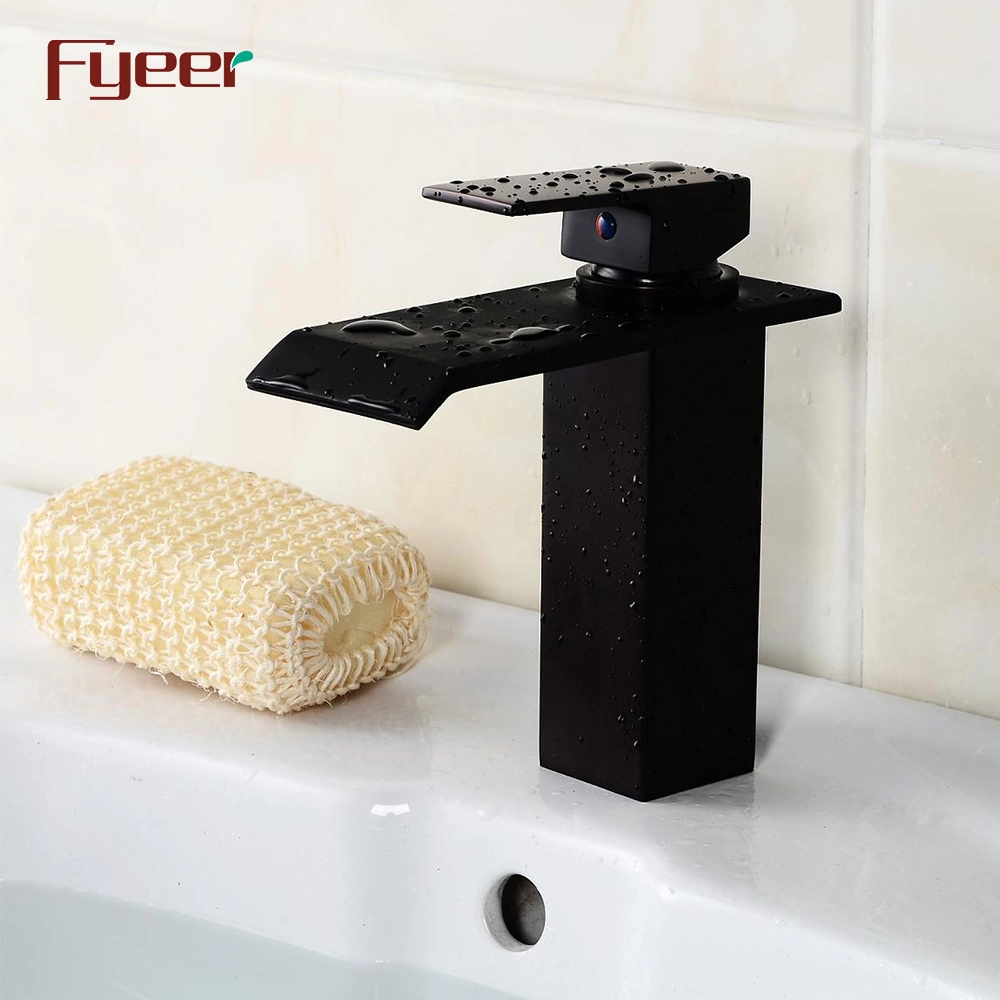 Fyeer Black Orb Waterfall Basin Faucet Bathroom Water Tap Mixer