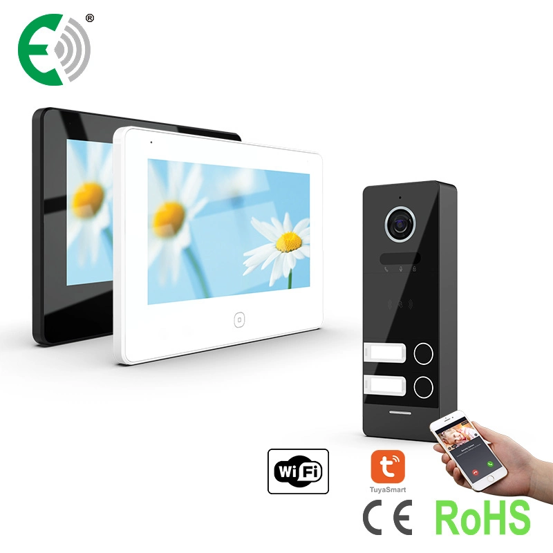 UTP/IP 7" WiFi Home Security Video Doorphone with High Resolution Touch Screen and Card Unlock