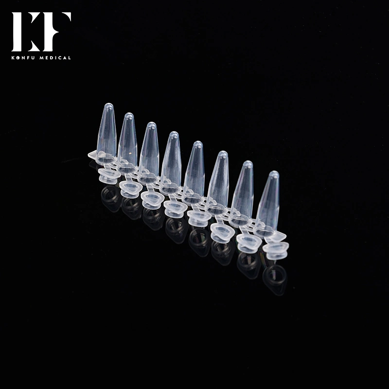 Medical Supplies Clear 100UL 8 Strip PCR Tube with Cap Without Evaporation for Real Time PCR Reaction