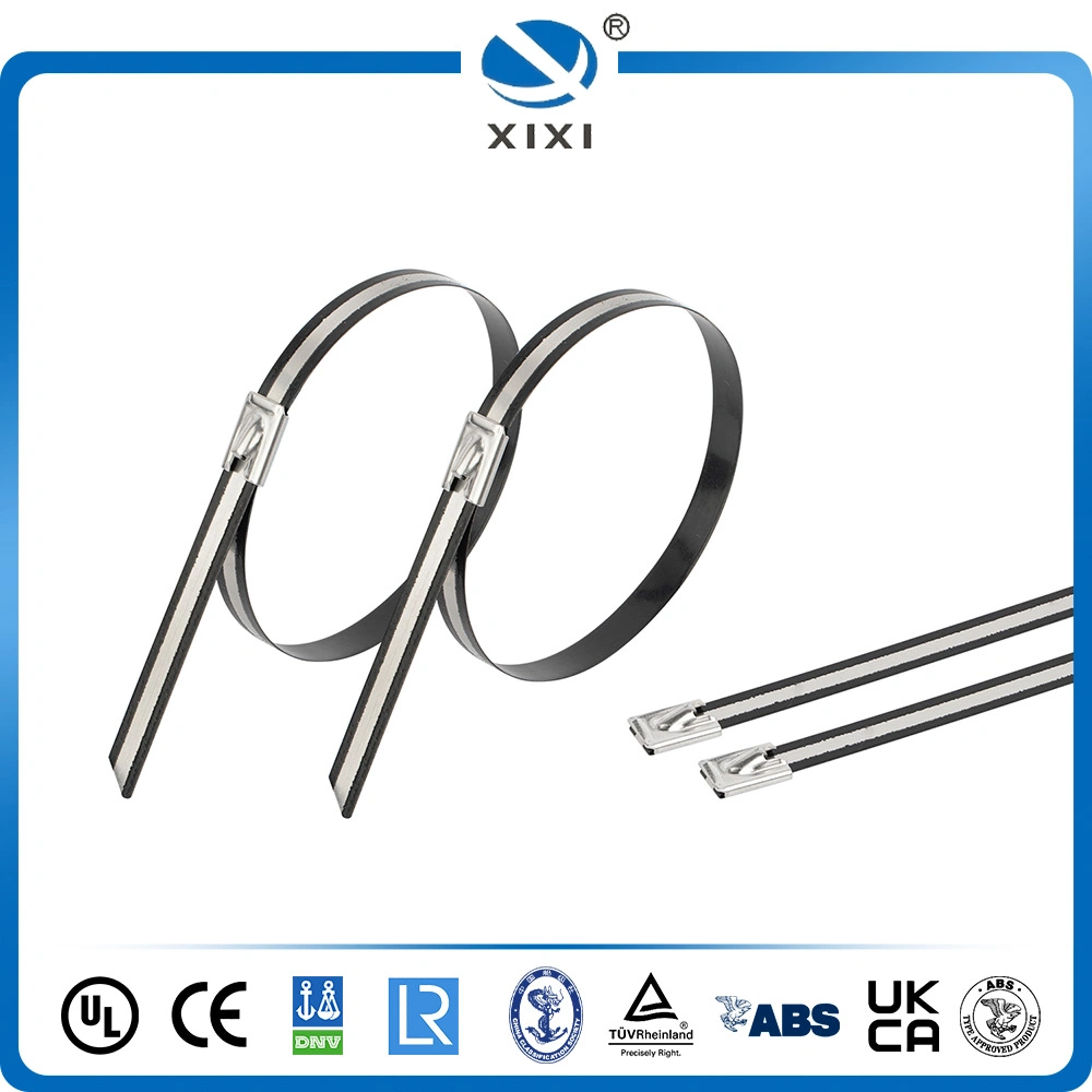 Stainless Steel Cable Tie---304 316 Nylon 11 PPA 571 Ball Lock Semi Coated Tie 4.6&7.9mm