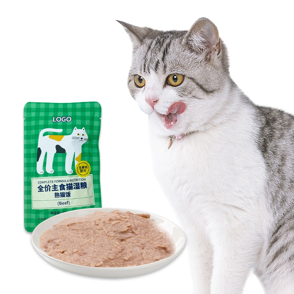 OEM Organic Natural Bolso de Salsa de carne de vacuno al por mayor Gato de perro Aperitivos trata la comida húmeda de mascotas