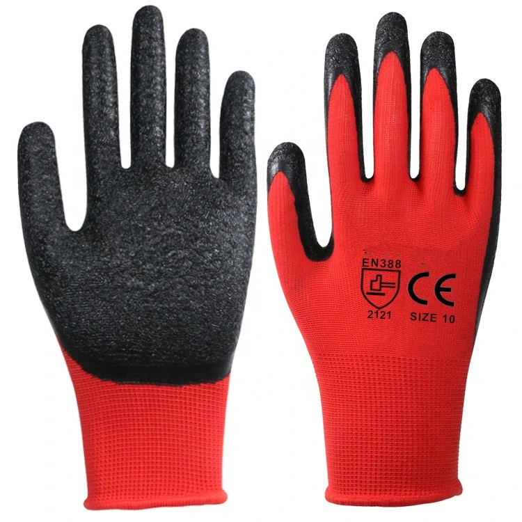 Sécurité industrielle caoutchouc protection des mains utilisation intensive revêtement en latex Crincle Gants de travail finis