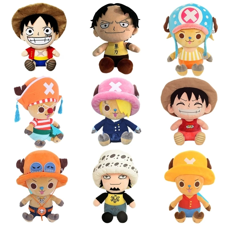 New 14-25cm One Piece Plush Toys Anime Figure Luffy Chopper Ace Law Cute Doll