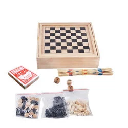 Multifunktionales Holzbrett Spiel All in One Poker Domino Set