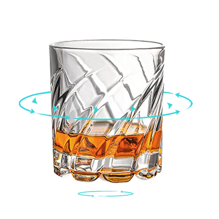 Free Sample Luxury Crystals Embossed Creative Wine Glasses Twisted Striped Rotatable Whisky Glass Tumbler Cup