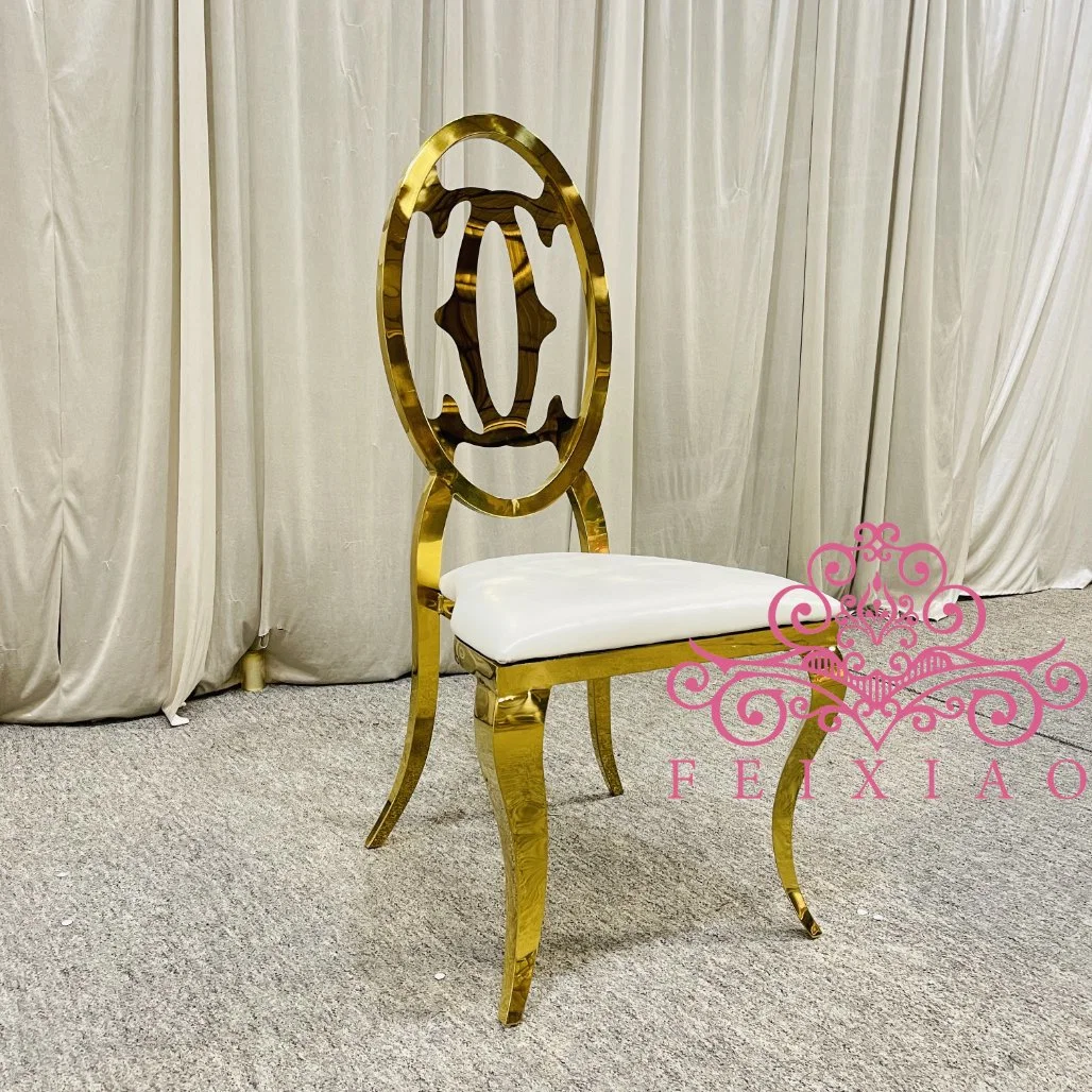 Luxury Wedding High Back Stainles Steel Gold PU Wedding Chair for Rental